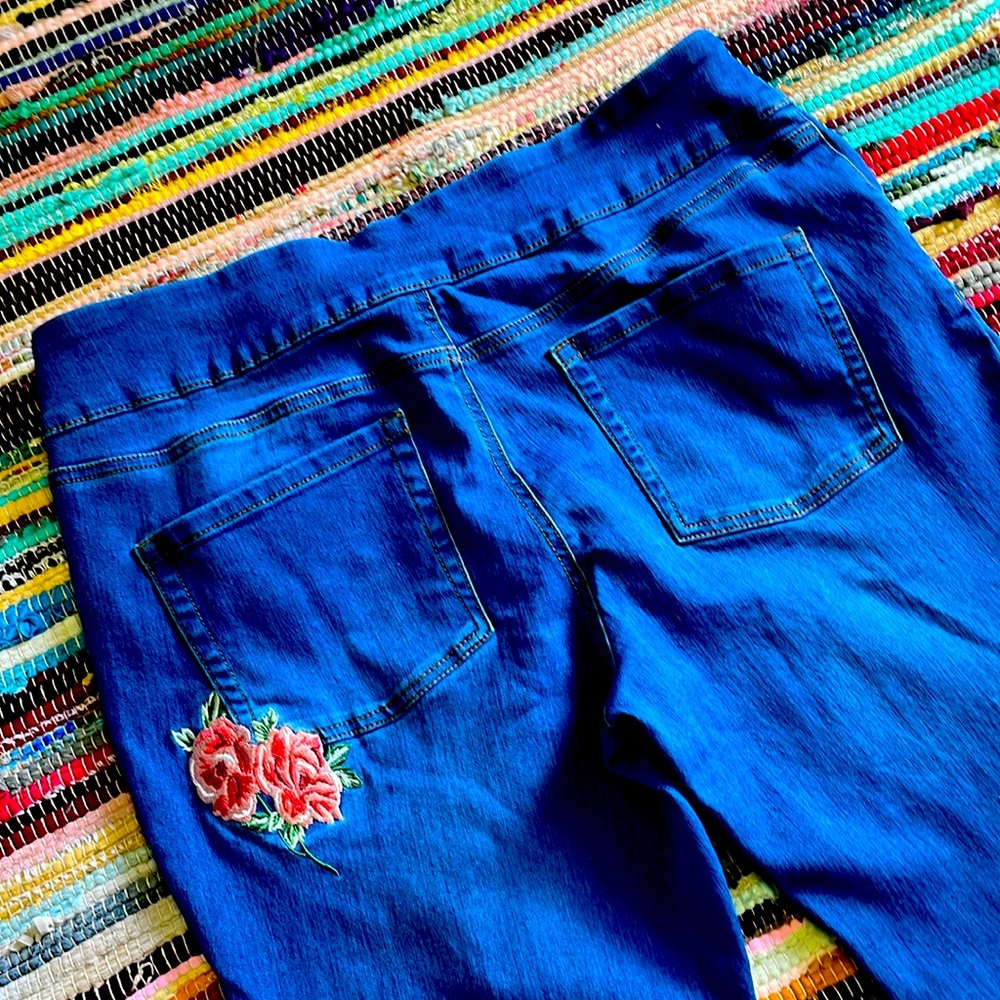Pioneer Woman Floral Embroidered Straight Leg Jeans-#1982